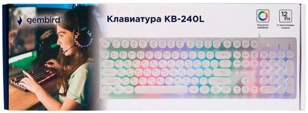 фото Мембранная клавиатура Gembird KB-240L-W, USB, Белый [KB-240L-W]