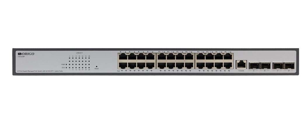 

Коммутатор управляемый ORIGO OS3228P/250W/A1A L3 24x1000Base-T PoE, 4x10GBase-X SFP+, PoE Budget 250W, RJ45 Console, 19" w/brackets, OS3228P/250W/A1A