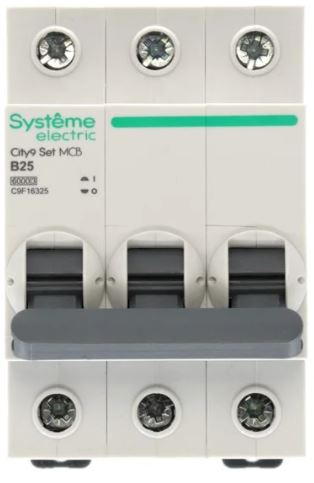 

Автоматический выключатель Systeme Electric C9F16325 City9 Set B 25А 3P 6kA 400В, C9F16325