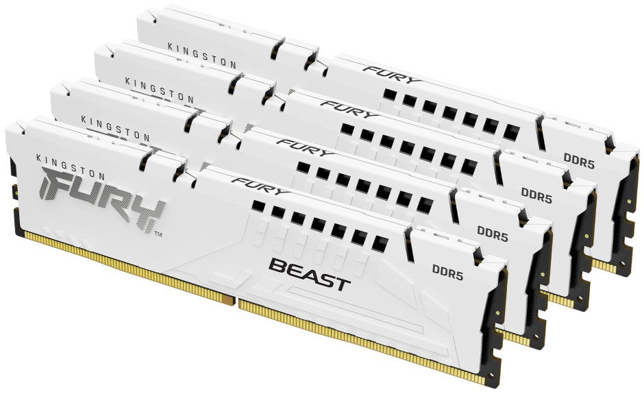 

Модуль памяти DDR5 128GB (4*32GB) Kingston FURY KF556C40BWK4-128 Beast White XMP 5600MHz 2RX8 CL40 1.25V 288-pin 16Gbit, KF556C40BWK4-128