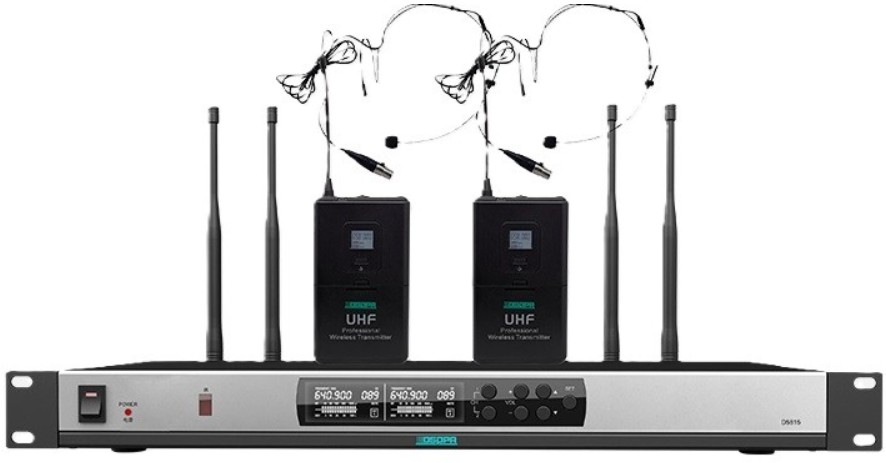

Микрофонная система DSPPA D5823 беспроводная True Diversity UHF (2 головных микрофона), D5823