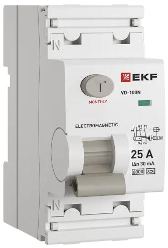

УЗО EKF E1026MA2530 ВДТ ВД-100N 2P 25А 30мА A эл-мех 6кА PROXIMA, E1026MA2530
