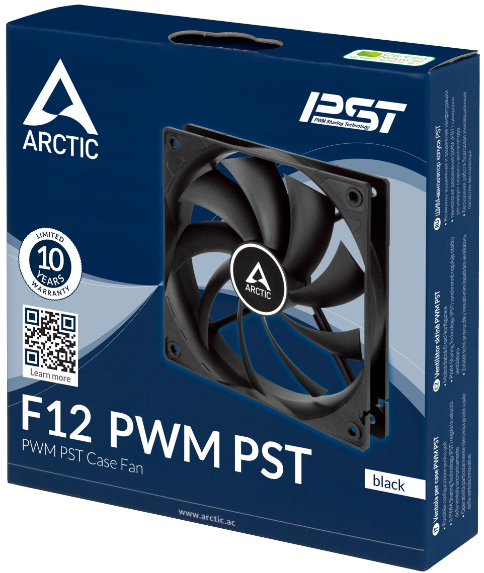 

Вентилятор для корпуса ARCTIC F12 PWM PST ACFAN00200A 120x120x25mm, 230-1350rpm, 53 CFM, 4-pin PWM, black, F12 PWM PST