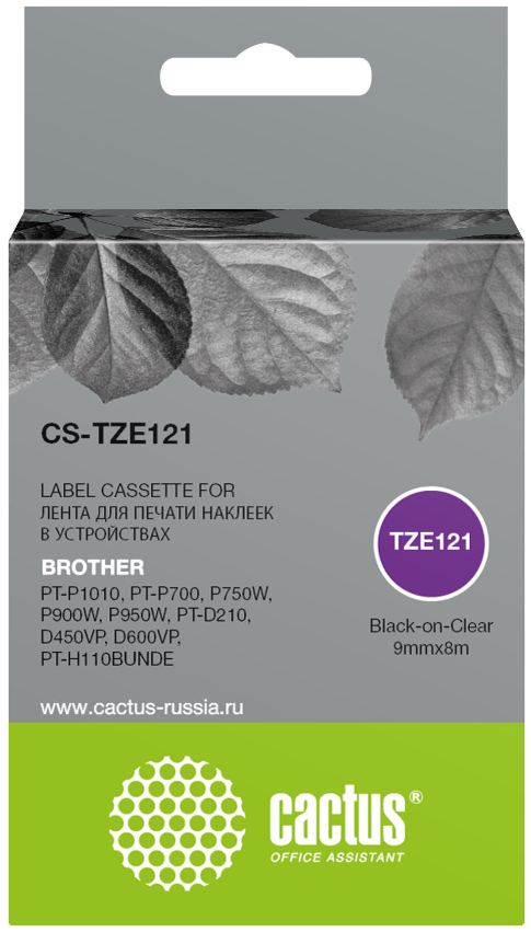 

Картридж Cactus CS-TZE121 черный для Brother PT-P1010, PT-P700, P750W, P900W, P950W, PT-D210, D450VP, D600VP, PT-H110BUNDE, CS-TZE121