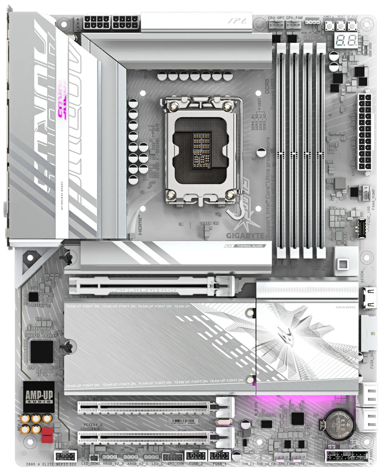 

Материнская плата ATX GIGABYTE Z890 AORUS ELITE WIFI7 ICE (LGA1851, Z890, 4*DDR5 (5600), 4*SATA 6G RAID, 4*M.2, 3*PCIe, WiFi, BT, 5*USB 3.2, 4*USB 2.0, Z890 AORUS ELITE WIFI7 ICE