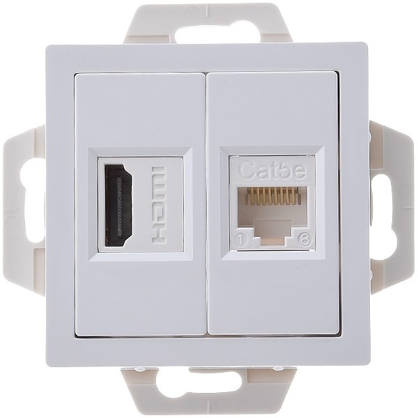 

Розетка Systeme Electric ATN000182 двойная HDMI+RJ45, кат.5Е, механизм, ATN000182