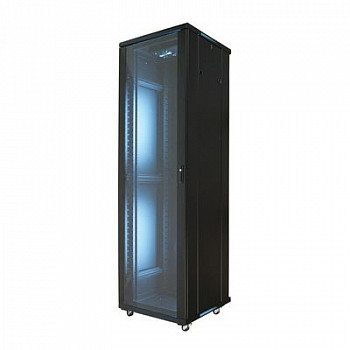 

Шкаф напольный 19", 42U Wize RE42RU/W42UR 104178 вентиляция, колесики, макс. вес нагрузки 798 кг, сталь, черный, RE42RU/W42UR
