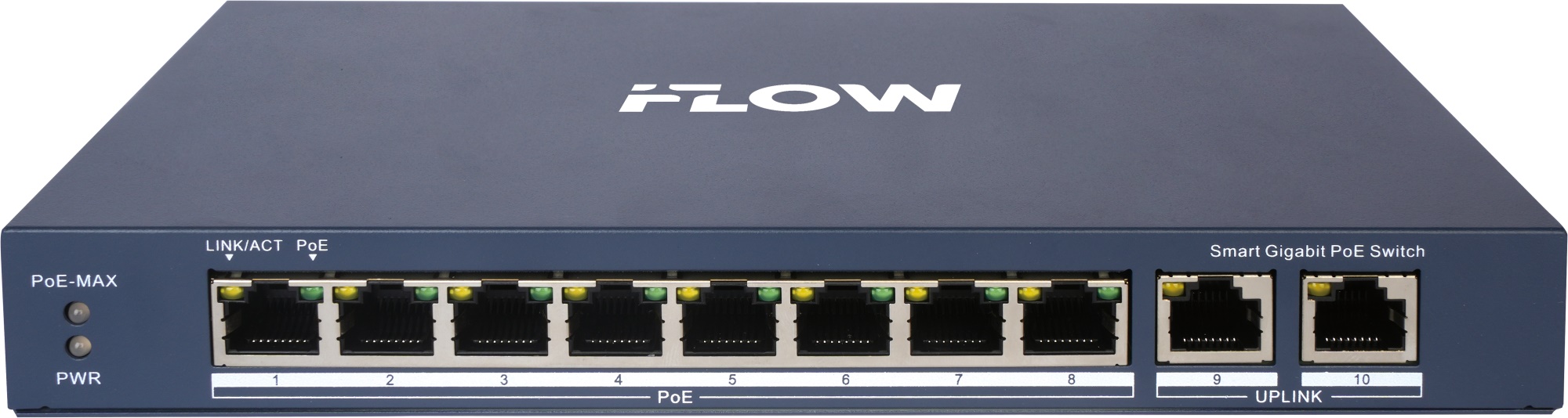 

Коммутатор настраиваемый iFlow F-SW-EM610POE-VM 8 RJ45 1000M PoE с грозозащитой 6кВ, 2 1000М комбо-порт, 802.3af/at, бюджет PoE 110Вт, F-SW-EM610POE-VM