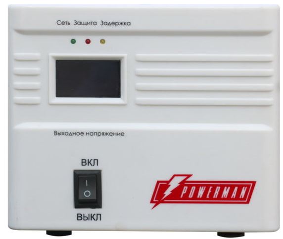

Источник бесперебойного питания 500A Stabilizer POWERMAN AVS 500A, step-type regulator, 500VA/250W, 160-260V, maximum input current 5A, 1 euro socke, POWERMAN AVS 500A