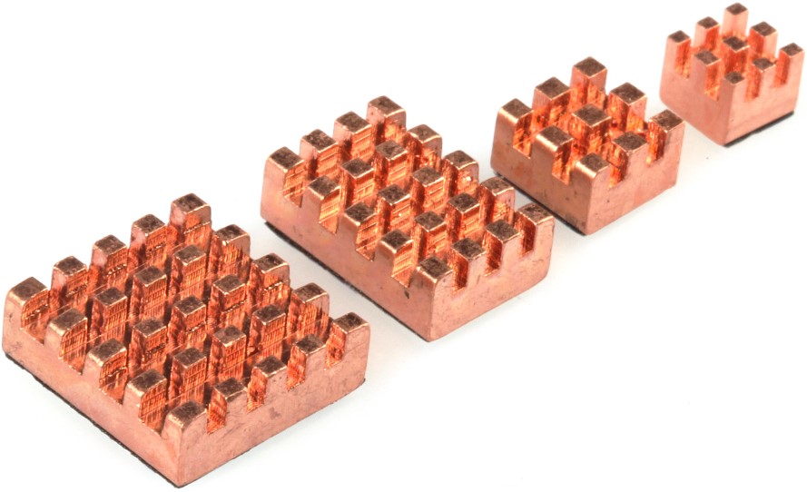 

Радиатор Qumo RS015 набор 4шт pure copper heat sink for Raspberry Pi 4B/3B/3/2, RS015