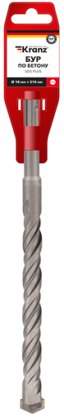 Изображение товара Бур по бетону KRANZ KR-91-0036 SDS PLUS диаметр 18 мм длина 210 мм