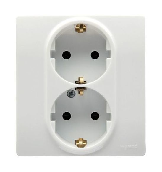 

Розетка Legrand 672233 Etika - 2 x 2К+З со шторками, немецкий стандарт, автоматические зажимы, 16 А, 250 В~, белый, 672233