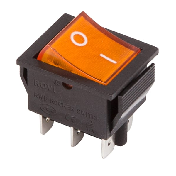

Переключатель Rexant 36-2353 клавишный 250V 15А (6с) ON-ON желтый с подсветкой (RWB-506, SC-767), 36-2353