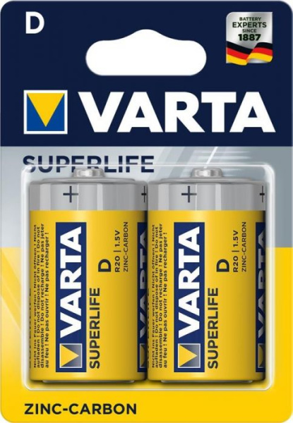 Изображение товара Батарейка Varta SUPERLIFE R20 D солевая, 1.5 В, 2 шт