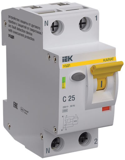 

Устройство защиты от дугового пробоя IEK KA-DP11-1-025-C KARAT УЗДП c автоматическим выключателем 1P+N C 25A, KA-DP11-1-025-C