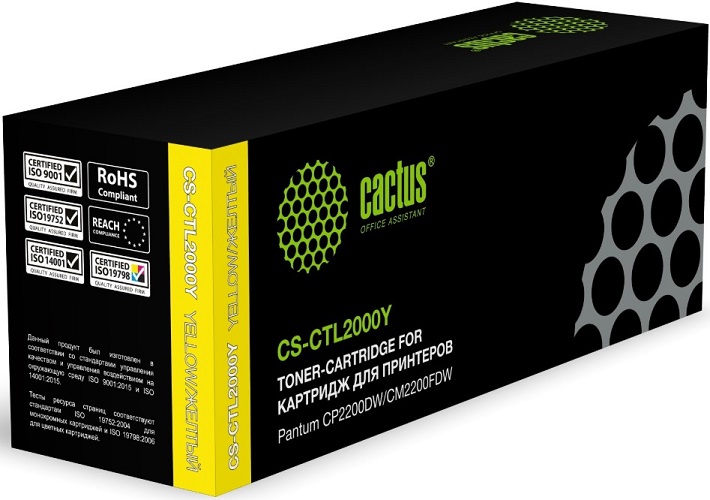 

Картридж лазерный Cactus CS-CTL2000Y желтый (1500стр.) для Pantum CP2200DW/CM2200FDW, CS-CTL2000Y