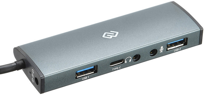 Концентратор USB 3.1 Digma HUB-2U3.0СAU-UC-G 2*USB 3.0, HDMI, audio, USB Type-C, серый