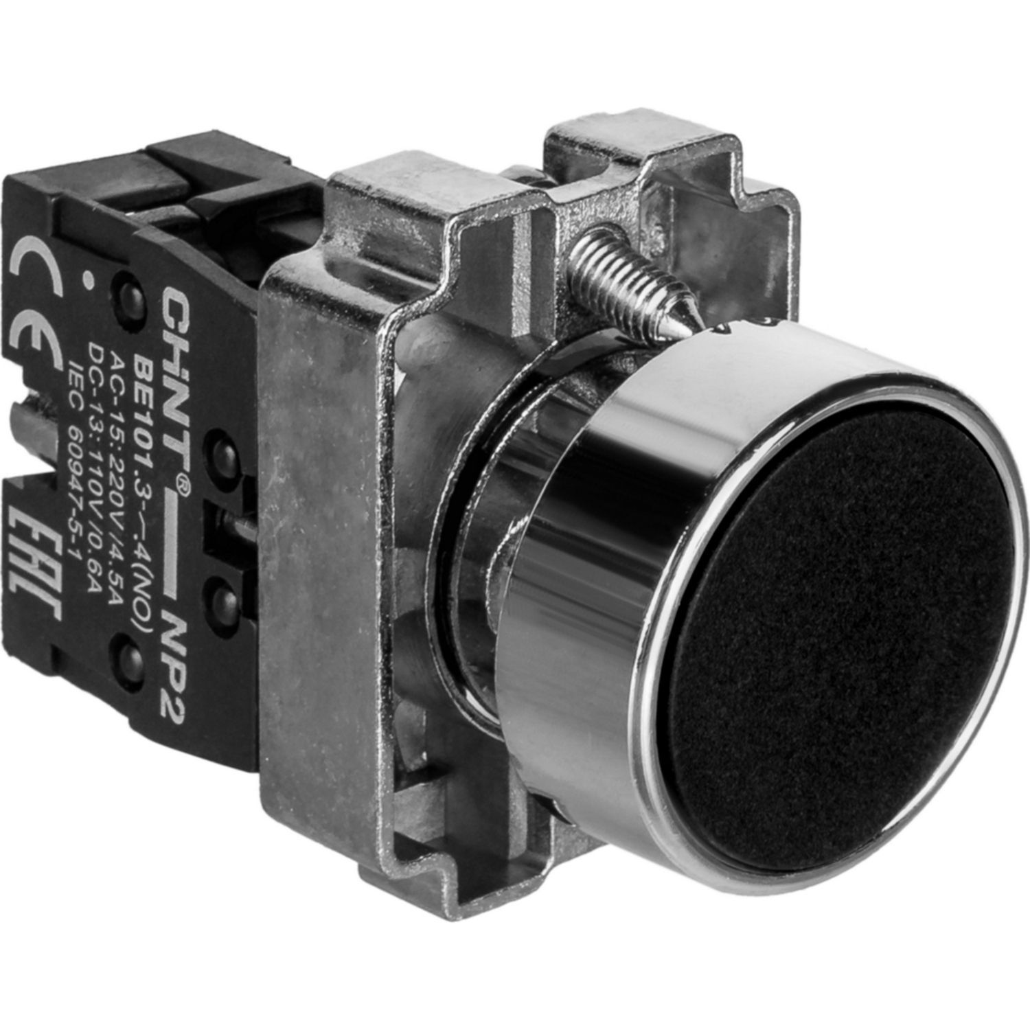 

Кнопка управления CHINT 574090 NP2-EA25 без подсветки черная 1НО+1НЗ, IP40 (R), 574090