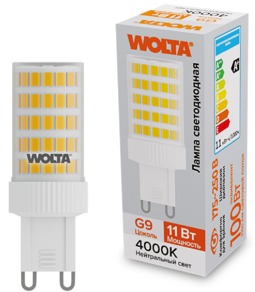 

Лампа светодиодная WOLTA WSTD-JCD-11W4KG9-C 11Вт 4000K G9, WSTD-JCD-11W4KG9-C