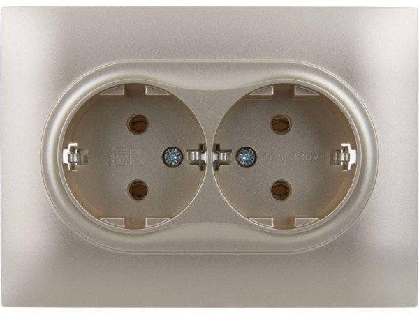фото Розетка двухместная с заземлением в сборе IEK SK-R21-16-K37-F в Казани