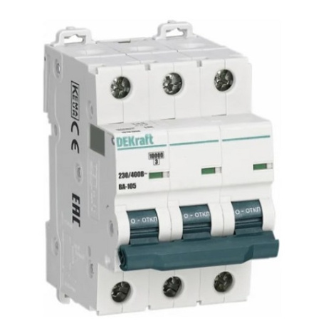 Изображение товара Автоматический выключатель DEKraft 13174DEK ВА-105 3P C кривая 4A 10кА