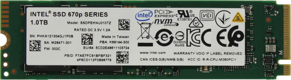 фото Накопитель SSD M.2 2280 Intel SSDPEKNU010TZX1