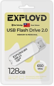 

Накопитель USB 2.0 128GB Exployd EX-128GB-650-White 650 белый, EX-128GB-650-White