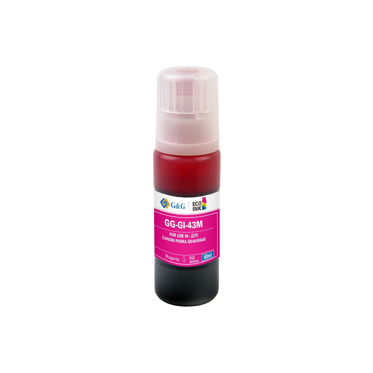 

Чернила G&G GG-GI-43M для Canon Pixma G540/G640, 60 ml, пурпурные, GG-GI-43M