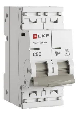 

Автоматический выключатель EKF M63MA6250C ВА 47-63N MA 2P 50А (C) 6кА без тепл. расцепит. PROXIMA, M63MA6250C