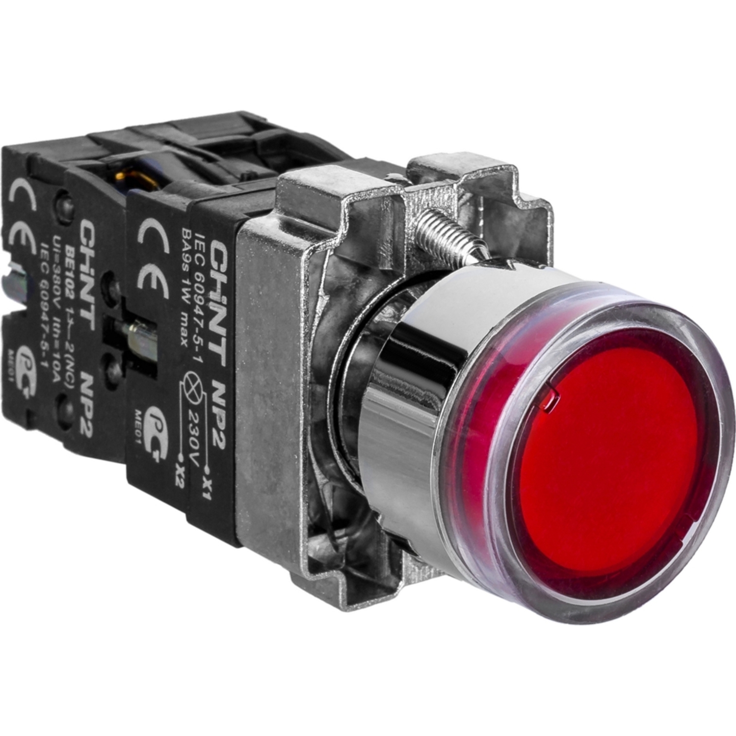 

Кнопка управления CHINT 574267 NP2-BW3465, 1НО+1НЗ, красн., AC/DC, 230В(LED), IP40, 574267