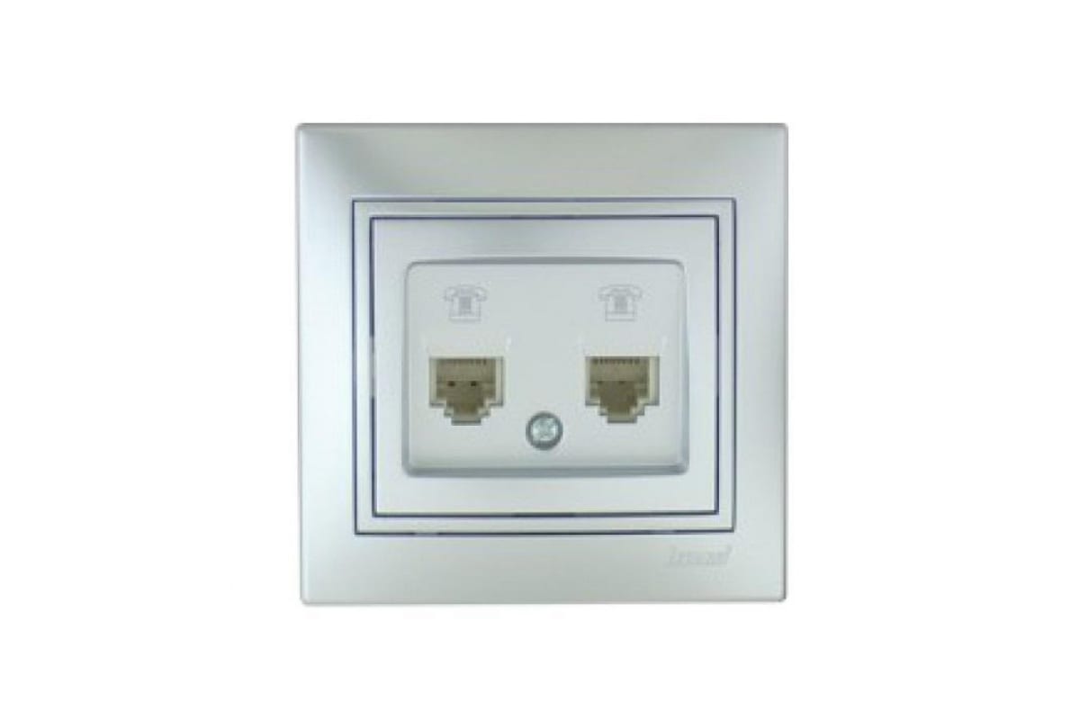 

Розетка компьютерная Lezard 701-1010-141 2-м СП Mira RJ45 серый металлик, 701-1010-141
