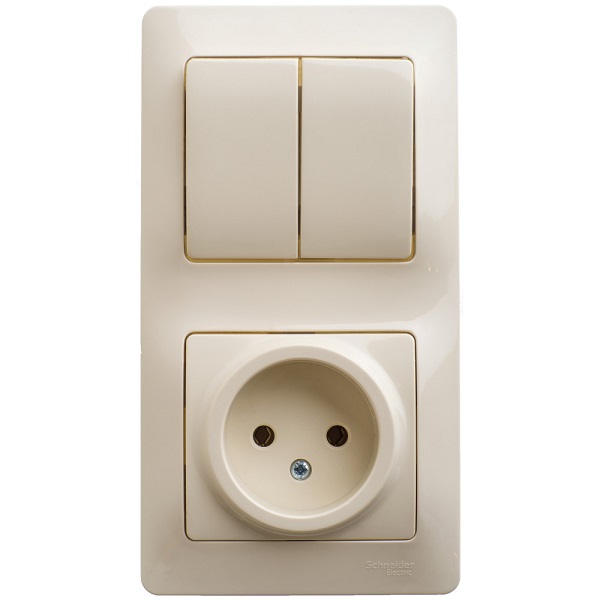 

Блок Schneider Electric GSL000273 розетка и 2-кл. выключатель беж, GSL000273