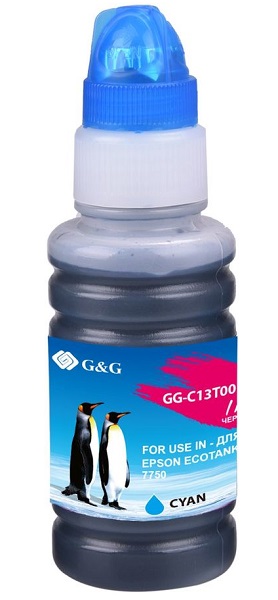 

Чернила G&G GG-C13T00R240 голубой (70мл) для Epson EcoTank 7700/7750, GG-C13T00R240