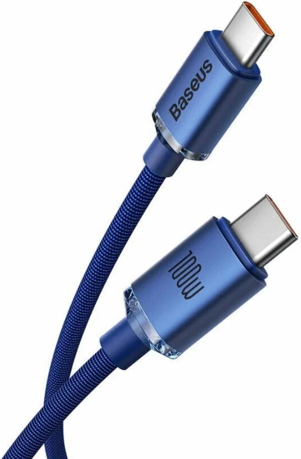 

Кабель интерфейсный Baseus CAJY000703 Crystal Shine Series Fast Charging Data Type-C to Type-C 100W 2m Blue (передача данных, питание устройств, скоро, CAJY000703