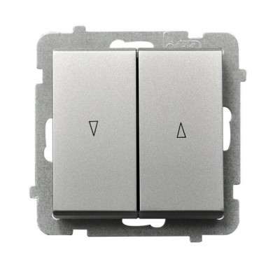 

Выключатель Ospel LP-7R/m/38 для управления жалюзи, 10AX, 250V, 2200W, IP-20, клеммы безвинтовые, серебро матовое, LP-7R/m/38