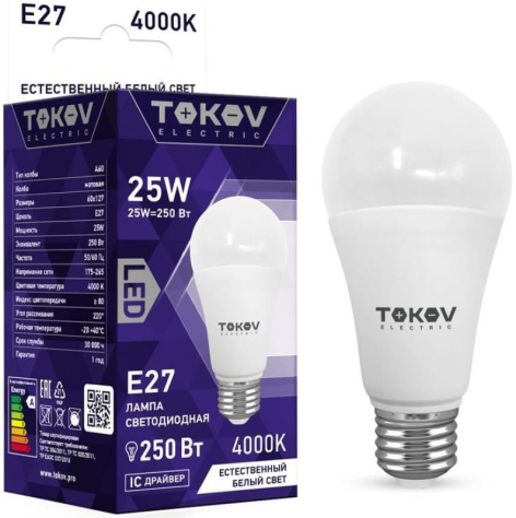 фото Лампа светодиодная TOKOV ELECTRIC TKE-A60-E27-25-4K в Омске