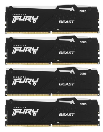 

Модуль памяти DDR5 64GB (4*16GB) Kingston FURY KF556C40BBAK4-64 Beast RGB PC5-44800 5600MHz CL40 1.25V XMP, KF556C40BBAK4-64
