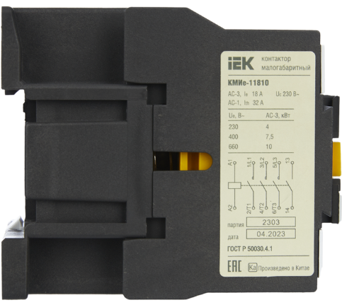 

Контактор IEK KKME11-018-230-10 КМИе-11810 18А 230В/АС3 1NO GENERICA, KKME11-018-230-10
