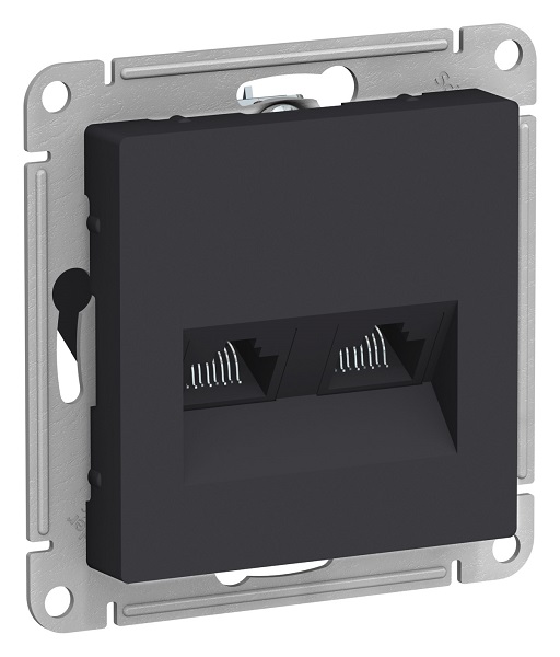 

Розетка Schneider Electric ATN001085 AtlasDesign, двойная, компьютерная, RJ45+RJ45, кат.5E, механизм, карбон, ATN001085