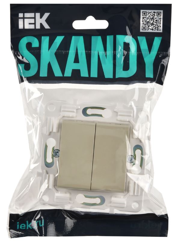 

Выключатель двухклавишный IEK SK-V20-0-10-K10 SKANDY 10А SK-V04B Бежевый, SK-V20-0-10-K10