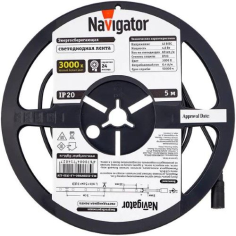 фото Лента светодиодная  Navigator NLS-3528WW60-4.8-IP20-12V в Перми