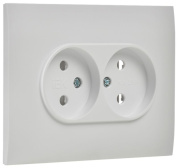 фото Розетка двухместная без заземления в сборе  IEK SK-R20-10-K01-F