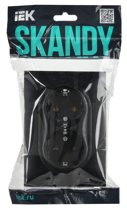 

Розетка двухместная с заземлением в сборе IEK SK-R21-16-K02-F SKANDY без защитных шторок 16А SK-R08Bl черная, SK-R21-16-K02-F