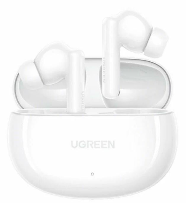 

Наушники беспроводные UGREEN WS205 45585_ HiTune T6s Hybrid Active Noise-Cancelling Earbuds - White, WS205
