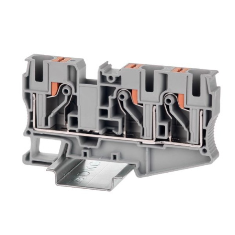 Изображение товара Проходная клемма DKC VPR-10-TWIN-GY с зажимом Push-in для DIN-рейки