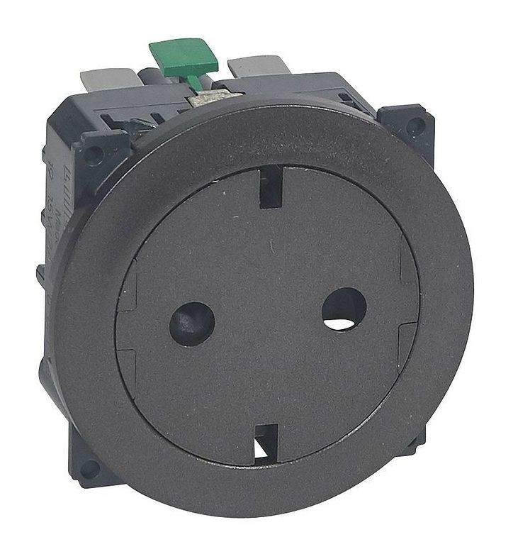 

Розетка Legrand 067168 Celiane 2К+З с плоской лицевой панелью, немецкий стандарт, безвинтовые зажимы, графит, 067168