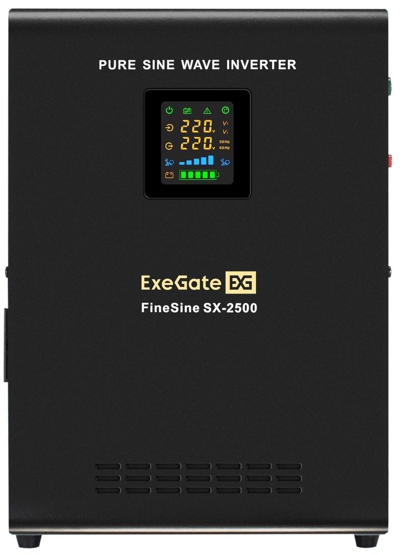 

Комплект Exegate FineSine SX-2500.LCD.AVR.2SH EX296626RUS ИБП EX296002RUS + батарея 120Aч EX285657RUS 2шт (инвертор, синус, для котла, настенный) 2500, FineSine SX-2500.LCD.AVR.2SH