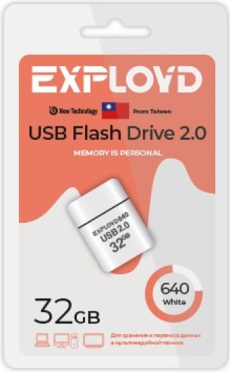 

Накопитель USB 2.0 32GB Exployd EX-32GB-640-White 640, белый, EX-32GB-640-White