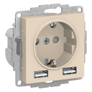 фото Розетка с заземлением с 2 USB Systeme Electric ATN000230
