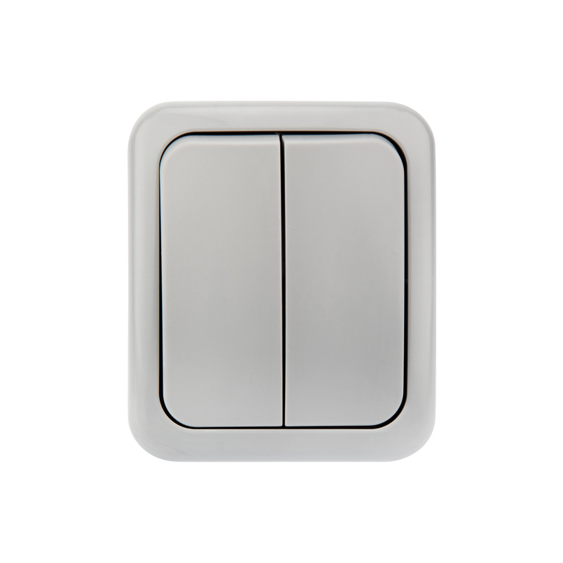 

Выключатель KRANZ KR-78-0833 двухклавишный Mini OG OG IP54, о/у, серый, KR-78-0833